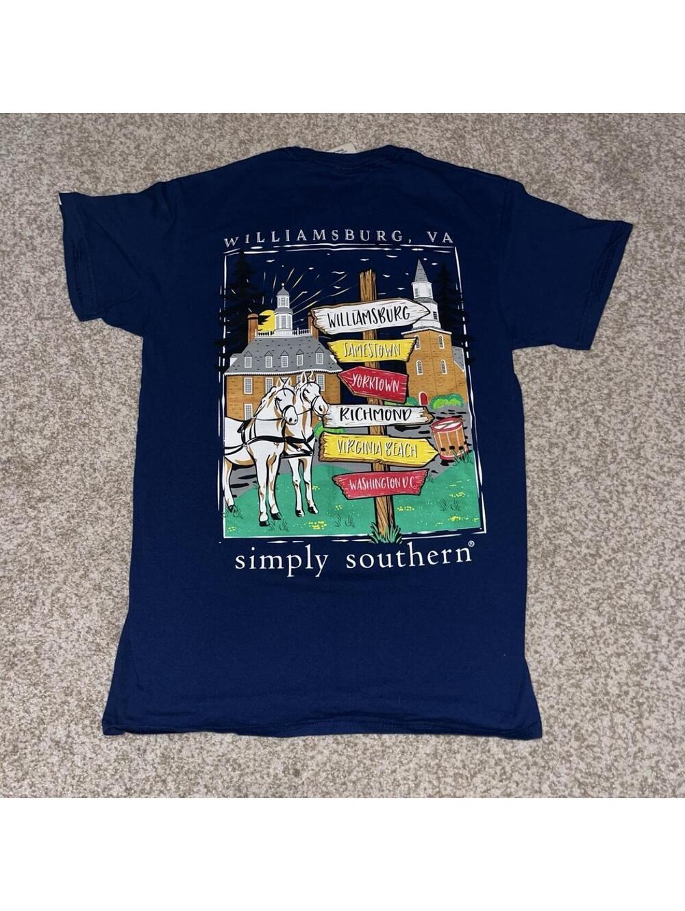 Simply Southern Women's Navy and Blue Tshirt